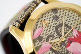 Gucci G Timeless Floral Brown Dial Brown Leather Strap Watch For Women - YA1264038 Authentic Buy Shop Now