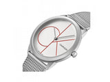Calvin Klein Minimal White Dial Silver Mesh Bracelet Watch for Men - K3M5115X Authentic Buy Shop Now