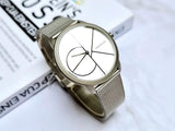 Calvin Klein Minimal White Dial Silver Mesh Bracelet Watch for Men - K3M5115X Authentic Buy Shop Now
