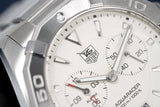 Tag Heuer Aquaracer Chronograph White Dial Silver Steel Strap Watch for Men - WAY111Y.BA0928 Authentic Buy Shop Now