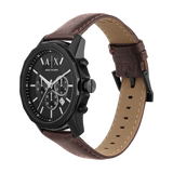 Armani Exchange Outerbanks Chronograph Black Dial Brown Leather Strap Watch For Men - AX1732 Authentic Buy Shop Now