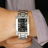 Emporio Armani Classic Black Dial Silver Stainless Steel Watch For Women - AR0157 Authentic Buy Shop Now