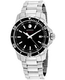 Movado Series 800 Black Dial Silver Steel Strap Watch For Men - 2600135 Authentic Buy Shop Now