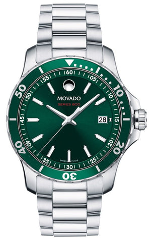 Movado Series 800 Green Dial Silver Steel Strap Watch For Men - 2600136 Authentic Buy Shop Now