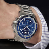 Movado Series 800 Chronograph Blue Dial Silver Steel Strap Watch For Men - 2600141 Authentic Buy Shop Now