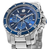 Movado Series 800 Chronograph Blue Dial Silver Steel Strap Watch For Men - 2600141 Authentic Buy Shop Now