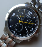 Tissot PRC 200 Chronograph Black Dial Silver Steel Strap Watch For Men - T055.417.11.057.00 Authentic Buy Shop Now