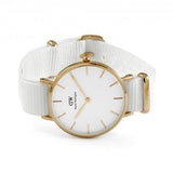 Daniel Wellington Classic Petite Dover White Dial White Nylon Strap Watch For Women - DW00100311 Authentic Buy Shop Now