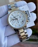 Michael Kors Ritz White Dial Two Tone Steel Strap Watch for Women - MK6474 Authentic Buy Shop Now