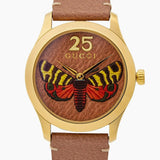 Gucci G Timeless Butterfly Brown Dial Brown Leather Strap Watch For Women - YA1264063 Authentic Buy Shop Now
