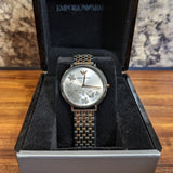 Emporio Armani Silver Sunray Dial Two Tone Steel Strap Watch For Women - AR11113 Authentic Buy Shop Now