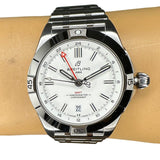 Breitling Chronomat GMT 40 White Dial Silver Steel Strap Watch for Men - A32398101A1A1 Authentic Buy Shop Now