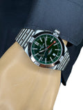 Breitling Chronomat GMT 40 Green Dial Silver Steel Strap Watch for Men - A32398101L1A1 Authentic Buy Shop Now