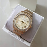 Michael Kors Byrn Quartz Gold Dial Gold Steel Strap Watch For Women - MK6134 Authentic Buy Shop Now