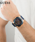 Guess Genesis Quartz Blue Dial Blue Silicone Strap Watch For Men - W1254G3 Authentic Buy Shop Now