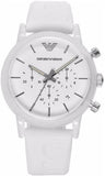 Emporio Armani Classic Chronograph White Dial White Rubber Strap Watch For Men - AR1054 Authentic Buy Shop Now