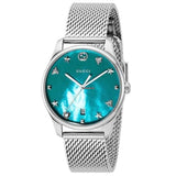 Gucci G-Timeless Turquoise Mother of Pearl Dial Silver Mesh Bracelet Watch For Women - YA126582 Authentic Buy Shop Now