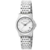 Gucci G Timeless Silver Dial Silver Steel Strap Watch For Women - YA126501 Authentic Buy Shop Now