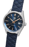 Tag Heuer Carrera Quartz Diamonds Blue Dial Blue Leather Strap Watch for Women - WAR1114.FC6391 Authentic Buy Shop Now