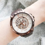 Maserati Ingegno Automatic White Skeleton Dial Brown Leather Strap Watch For Men - R8821119003 Authentic Buy Shop Now