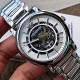 Emporio Armani Meccanico Automatic Silver Dial Silver Steel Strap Watch for Men - AR60006 Authentic Buy Shop Now