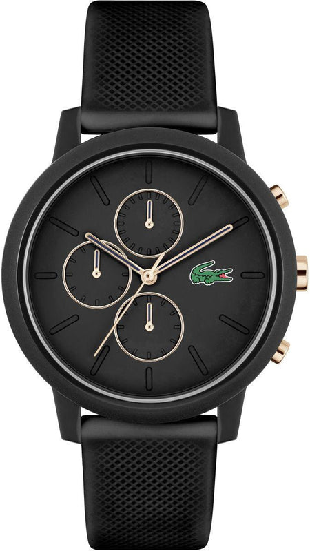 Lacoste 12.12 Chronograph Black Dial Black Silicon Strap Watch for Men - 2011247 Authentic Buy Shop Now