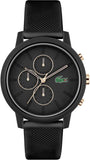 Lacoste 12.12 Chronograph Black Dial Black Silicon Strap Watch for Men - 2011247 Authentic Buy Shop Now