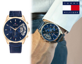 Tommy Hilfiger Baker Chronograph Quartz Blue Dial Blue Leather Strap Watch For Men - 1710451 Authentic Buy Shop Now