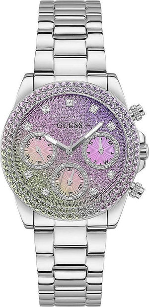 Guess Sol Chronograph Crystals Multicolor Dial Silver Steel Strap Watch For Women - GW0483L1 Authentic Buy Shop Now