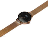 Daniel Wellington Classic Petite Melrose Black Dial Rose Gold Mesh Bracelet Watch For Women - DW00100217 Authentic Buy Shop Now