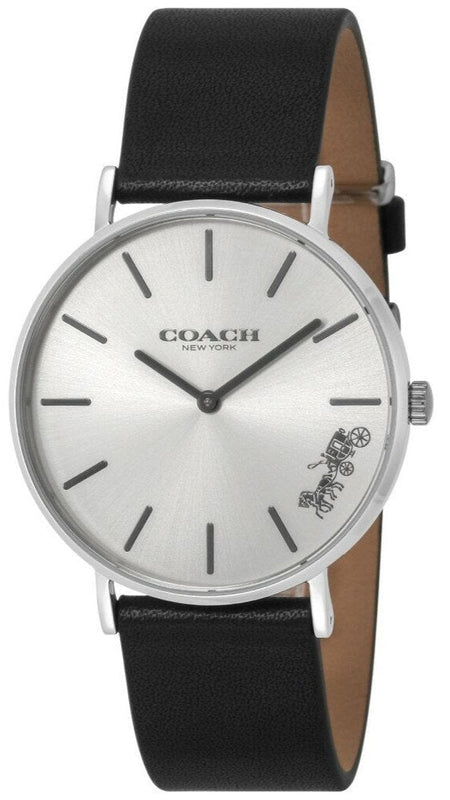 Coach Perry White Dial Black Leather Strap Watch for Women - 14503115 Authentic Buy Shop Now