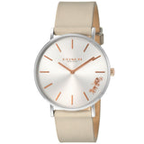 Coach Perry Silver DIal White Leather Strap Watch for Women - 14503116 Authentic Buy Shop Now