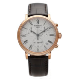 Tissot Carson Premium Chronograph Silver Dial Brown Leather Strap Watch For Men - T122.417.36.033.00 Authentic Buy Shop Now