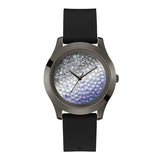 Guess Crush Crystals Silver Dial Black Rubber Strap Watch for Women - W1223L4 Authentic Buy Shop Now