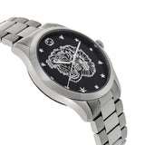 Gucci G Timeless Diamonds Black Dial Silver Steel Strap Watch For Women - YA1264125 Authentic Buy Shop Now