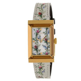 Gucci G-Frame Floral Mother of Pearl Dial White Leather Strap Watch For Women - YA147407 Authentic Buy Shop Now