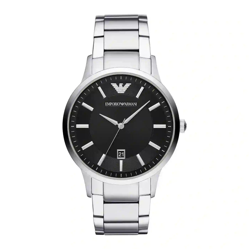 Emporio Armani Renato Quartz Black Dial Silver Steel Strap Watch For Men - AR11181 Authentic Buy Shop Now