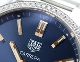 Tag Heuer Carrera Quartz Diamonds Blue Dial Silver Steel Strap Watch for Women - WAR1114.BA0601 Authentic Buy Shop Now