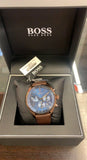 Hugo Boss Grand Prix Blue Dial Brown Leather Strap Watch for Men - 1513604 Authentic Buy Shop Now
