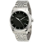 Gucci G Timeless Black Dial Silver Steel Strap Watch For Men - YA126402 Authentic Buy Shop Now