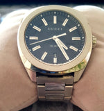 Gucci GG2570 Quartz Blue Dial Silver Steel Strap Watch For Men - YA142303 Authentic Buy Shop Now