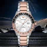 Emporio Armani Sea Explorer GMT Quartz White Dial Two Tone Steel Strap Watch For Men - AR11591 Authentic Buy Shop Now