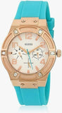 Guess Jet Setter White Dial Turquoise Silicone Strap Watch For Women - W0564L3 Authentic Buy Shop Now