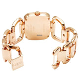 Gucci G Ladies Diamonds Black Dial Rose Gold Steel Strap Watch For Women - YA125512 Authentic Buy Shop Now