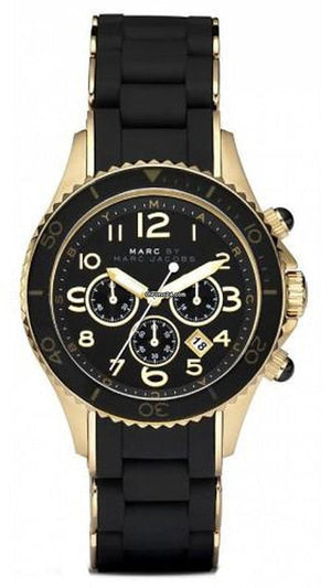 Marc Jacobs Rock Chronograph Black Dial Black Silicone Strap Watch for Women - MBM2552 Authentic Buy Shop Now