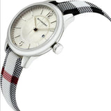 Burberry Classic Stone Silver Dial Horseberry Black Leather Strap Watch for Women - BU10103 Authentic Buy Shop Now