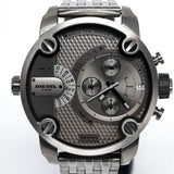 Diesel Little Daddy Dual Time Chronograph Grey Dial Stainless Steel Strap Watch For Men - DZ7263 Authentic Buy Shop Now