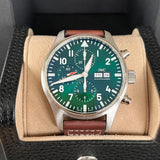IWC Pilot's Watch Chronograph Edition Racing Green 43mm Green Dial Brown Leather Strap Watch for Men - IW377726 Authentic Buy Shop Now
