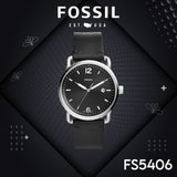 Fossil The Commuter Black Dial Black Leather Strap Watch for Men - FS5406 Authentic Buy Shop Now