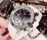 Guess Confetti Crystal Black Dial White Silicone Strap Watch For Women - W1098L1 Authentic Buy Shop Now
